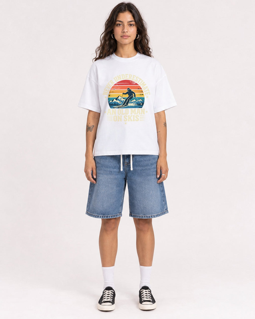 Mockup Boxy Heavyweight Tee White female full-body 06
