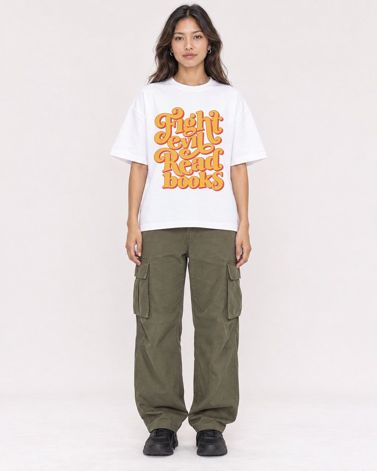 Mockup Boxy Heavyweight Tee White female full-body 02