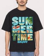 Mockup Boxy Heavyweight Tee Black male close-up 02