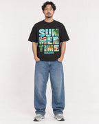 Mockup Boxy Heavyweight Tee Black male full-body 02
