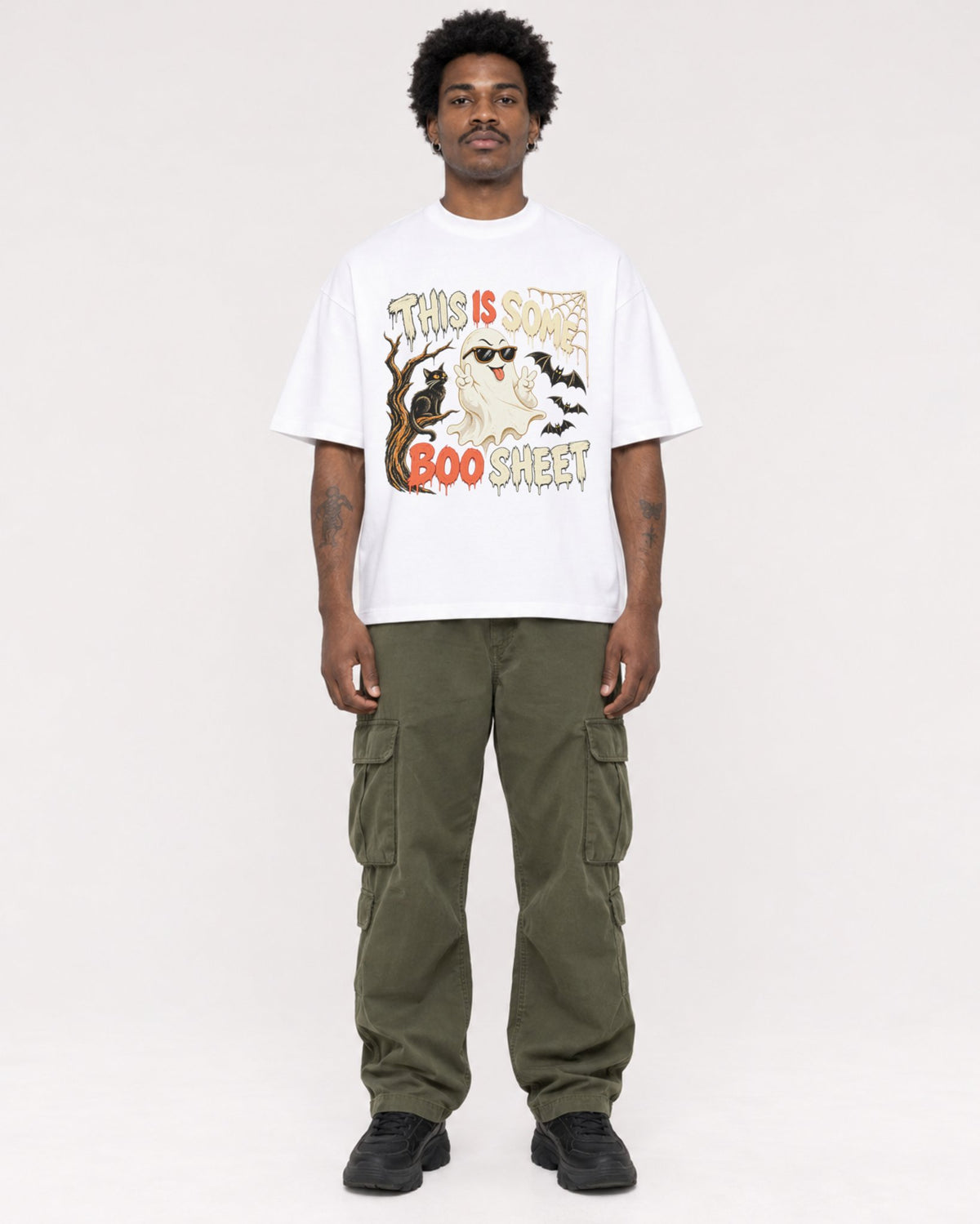 Mockup Boxy Heavyweight Tee White male full-body 24