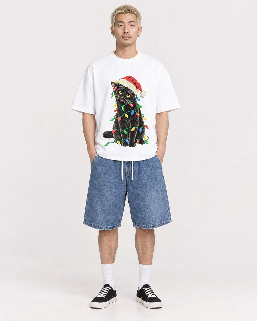 Mockup Boxy Heavyweight Tee White male full-body 33