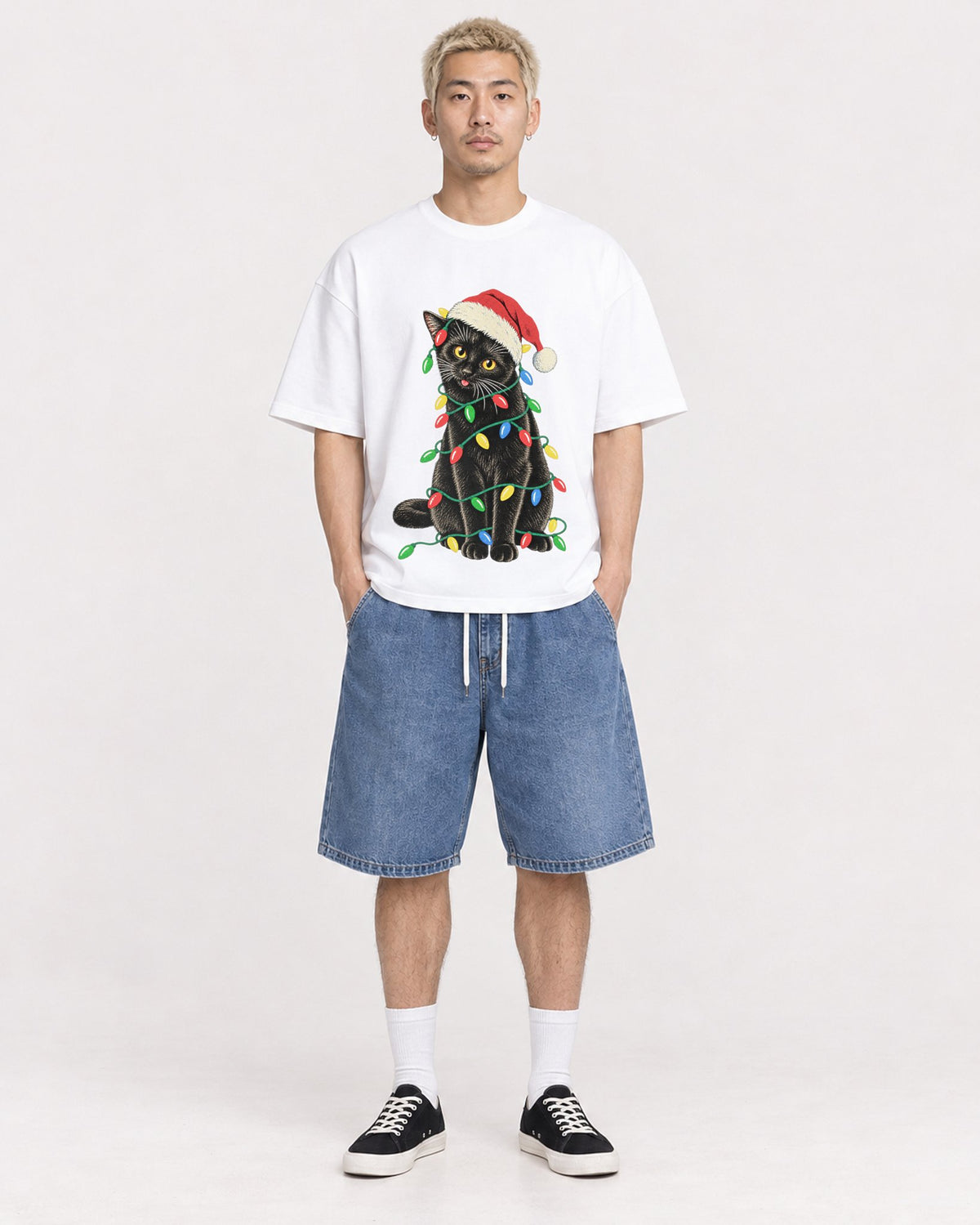 Mockup Boxy Heavyweight Tee White male full-body 33