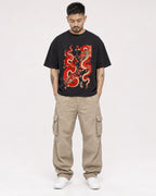 Mockup Boxy Heavyweight Tee Black male full-body 12