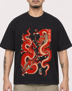 Mockup Boxy Heavyweight Tee Black male close-up 12