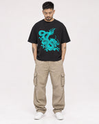 Mockup Boxy Heavyweight Tee Black male full-body 12
