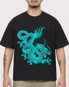 Mockup Boxy Heavyweight Tee Black male close-up 12