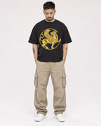Mockup Boxy Heavyweight Tee Black male full-body 12