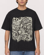Mockup Boxy Heavyweight Tee Black male close-up 06