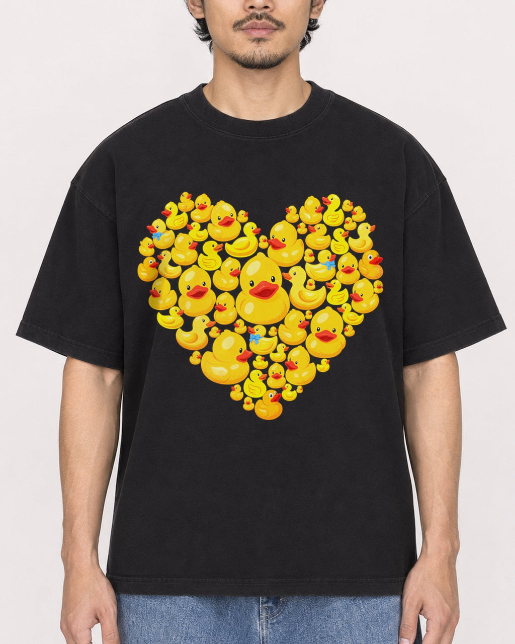 Mockup Boxy Heavyweight Tee Black male close-up 02