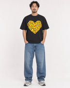 Mockup Boxy Heavyweight Tee Black male full-body 02