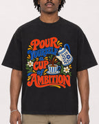 Mockup Boxy Heavyweight Tee Black male close-up 04
