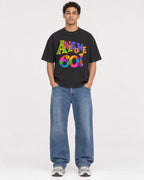 Mockup Boxy Heavyweight Tee Black male full-body 10
