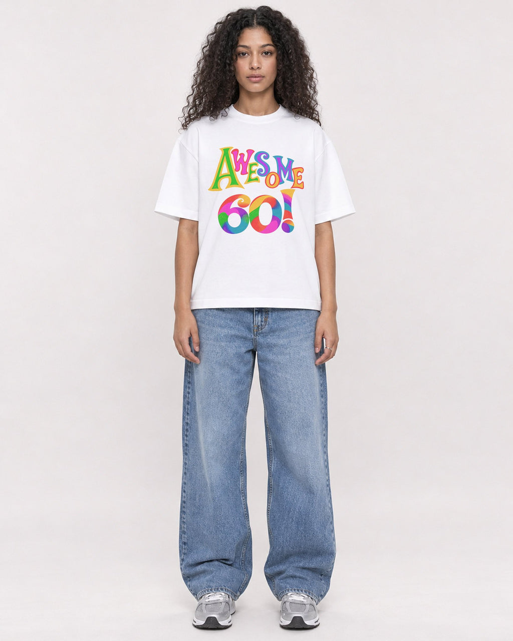 Mockup Boxy Heavyweight Tee White female full-body 10