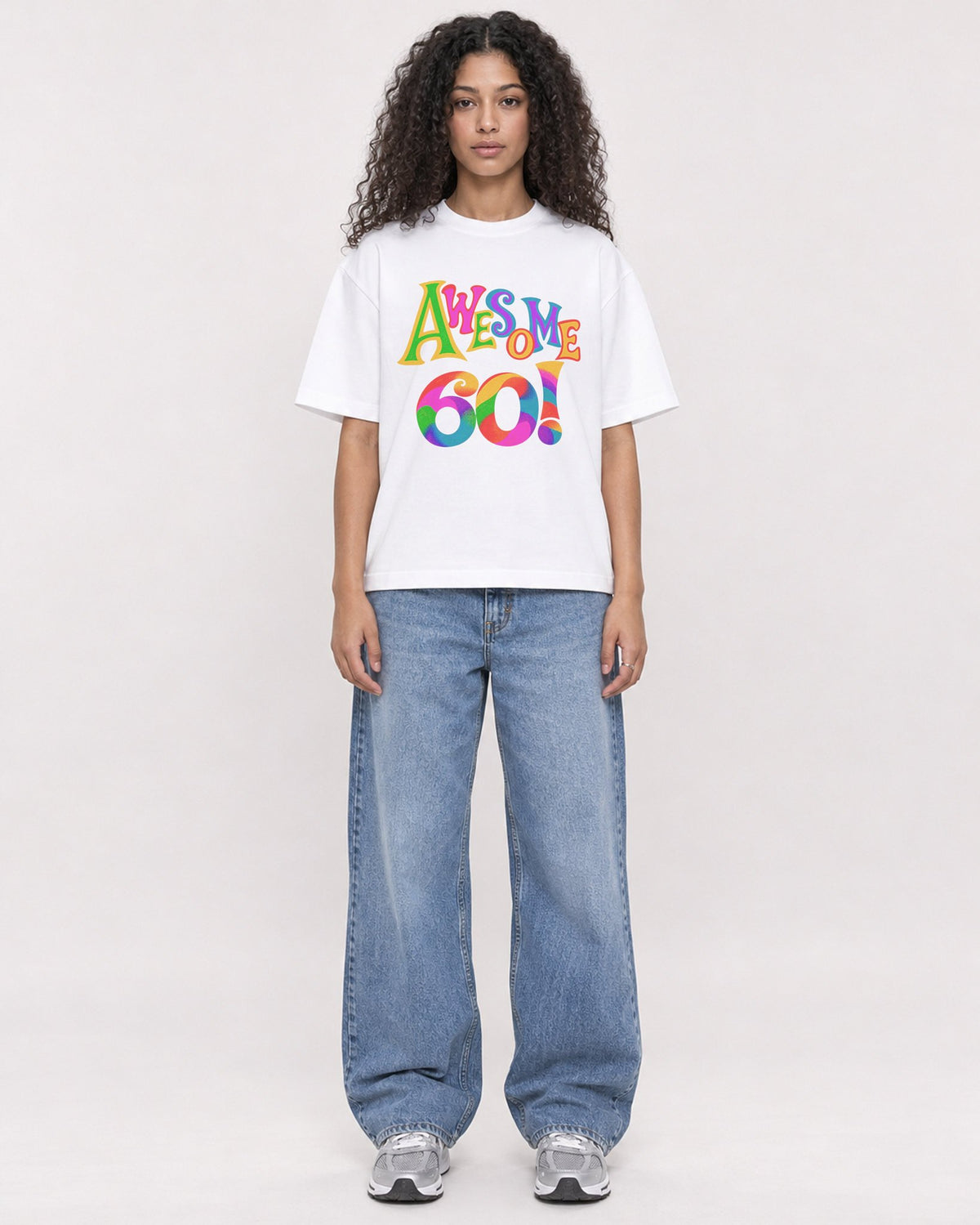 Mockup Boxy Heavyweight Tee White female full-body 10