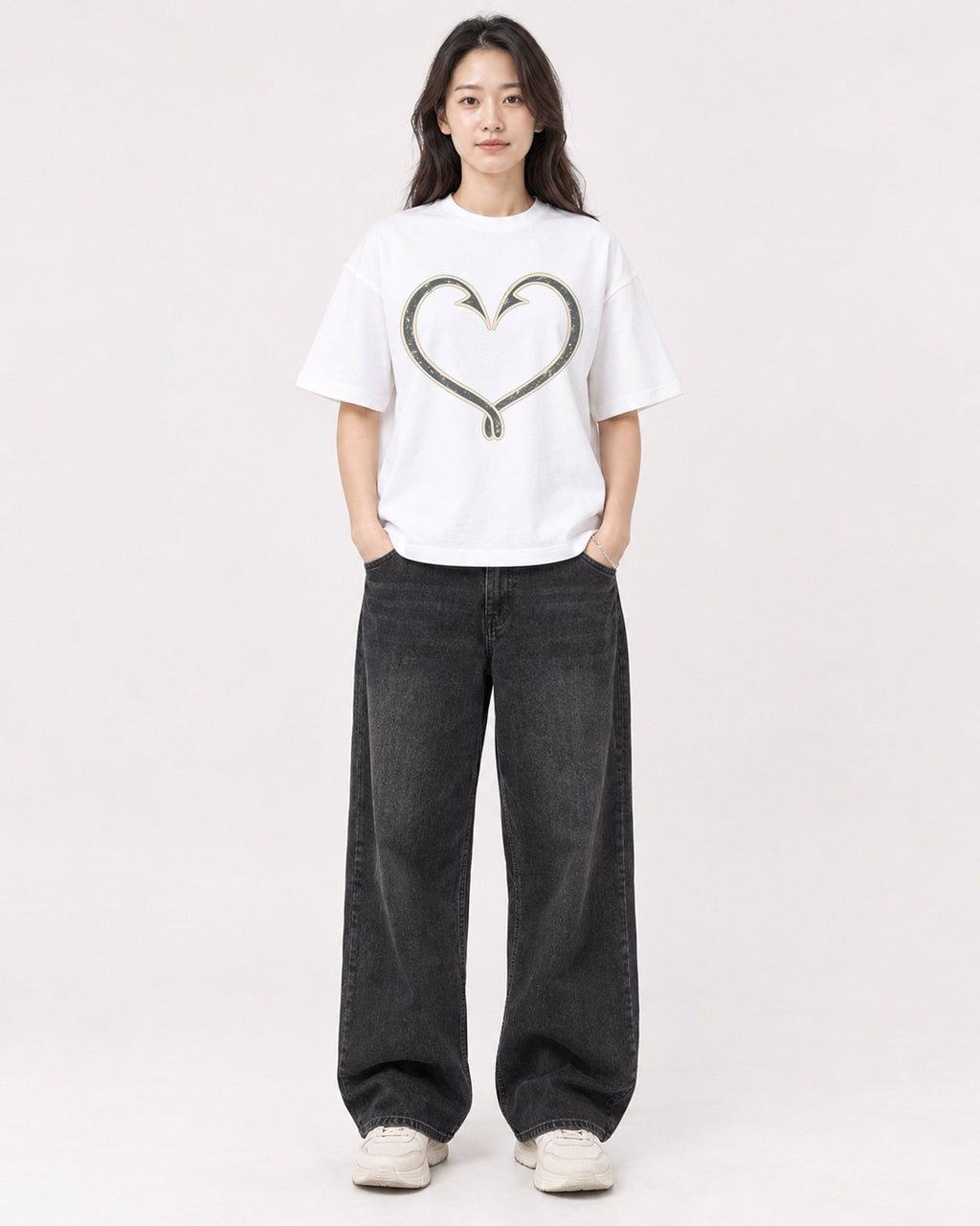 Mockup Boxy Heavyweight Tee White female full-body 03