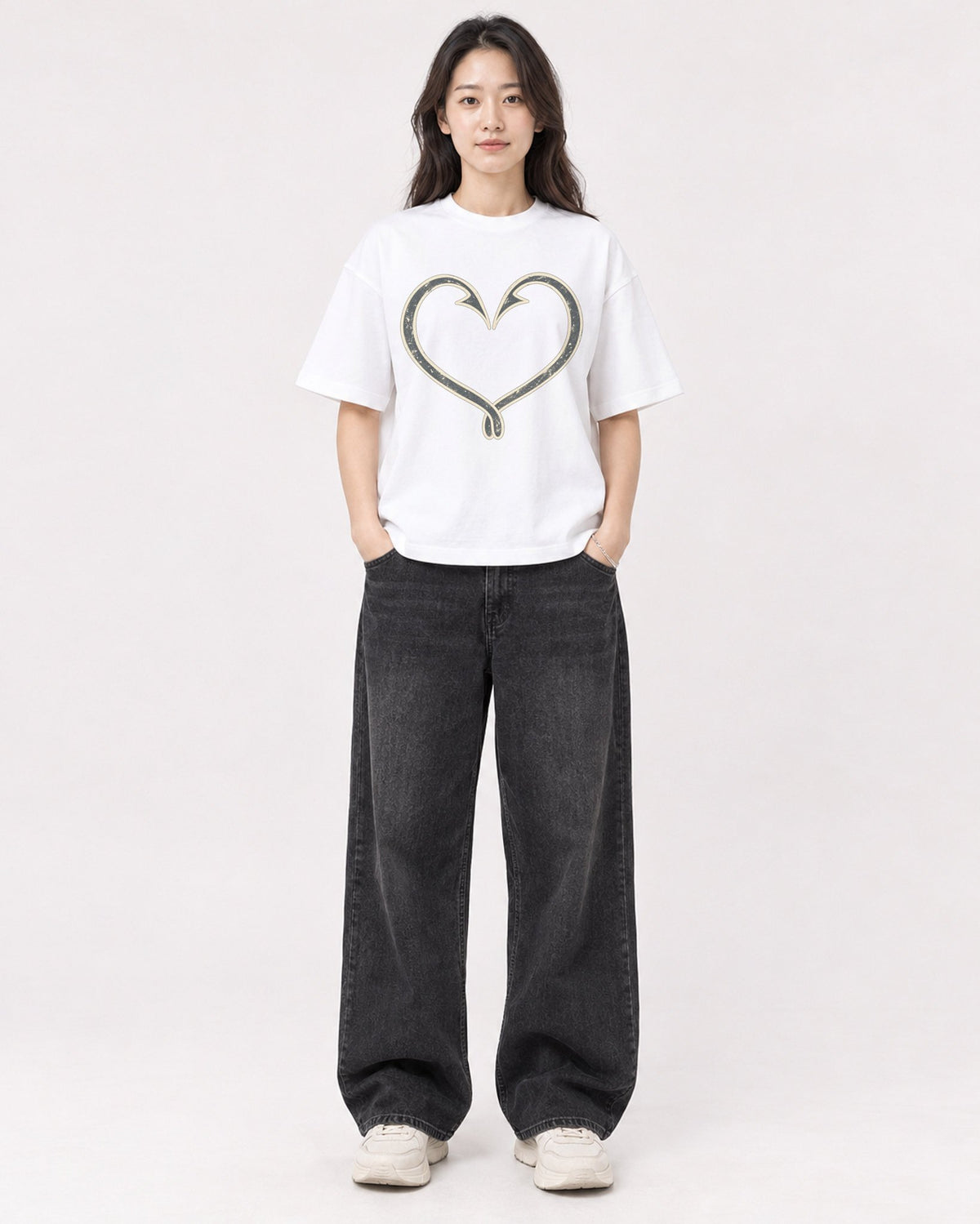 Mockup Boxy Heavyweight Tee White female full-body 03