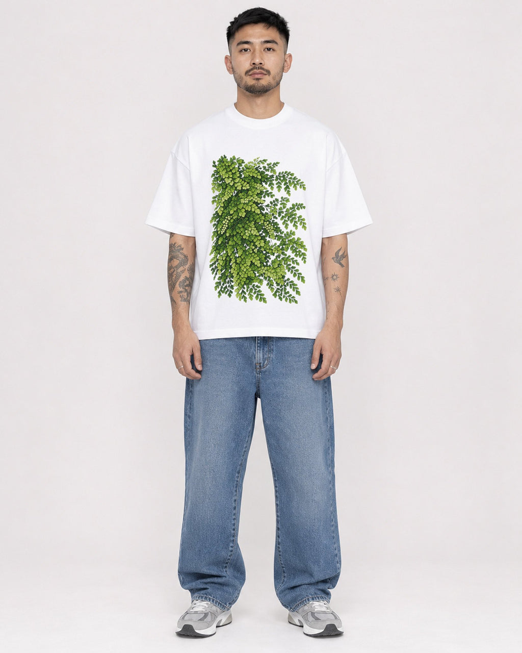 Mockup Boxy Heavyweight Tee White male full-body 12