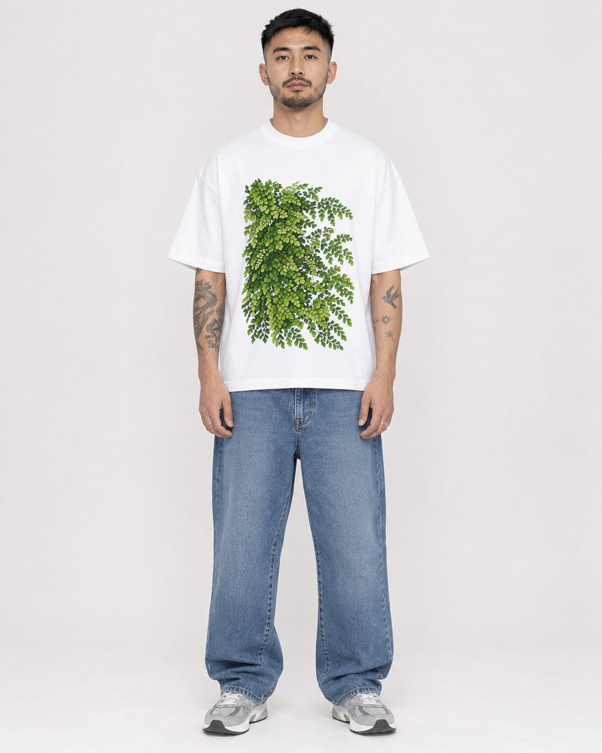 Mockup Boxy Heavyweight Tee White male full-body 12