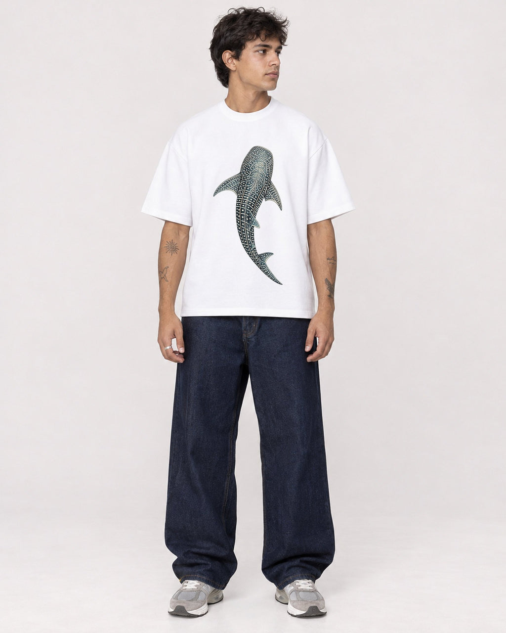 Mockup Boxy Heavyweight Tee White male full-body 06