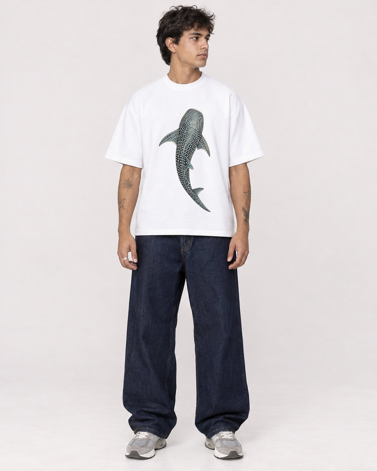 Mockup Boxy Heavyweight Tee White male full-body 06