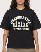 Mockup Boxy Heavyweight Tee Black female close-up 06
