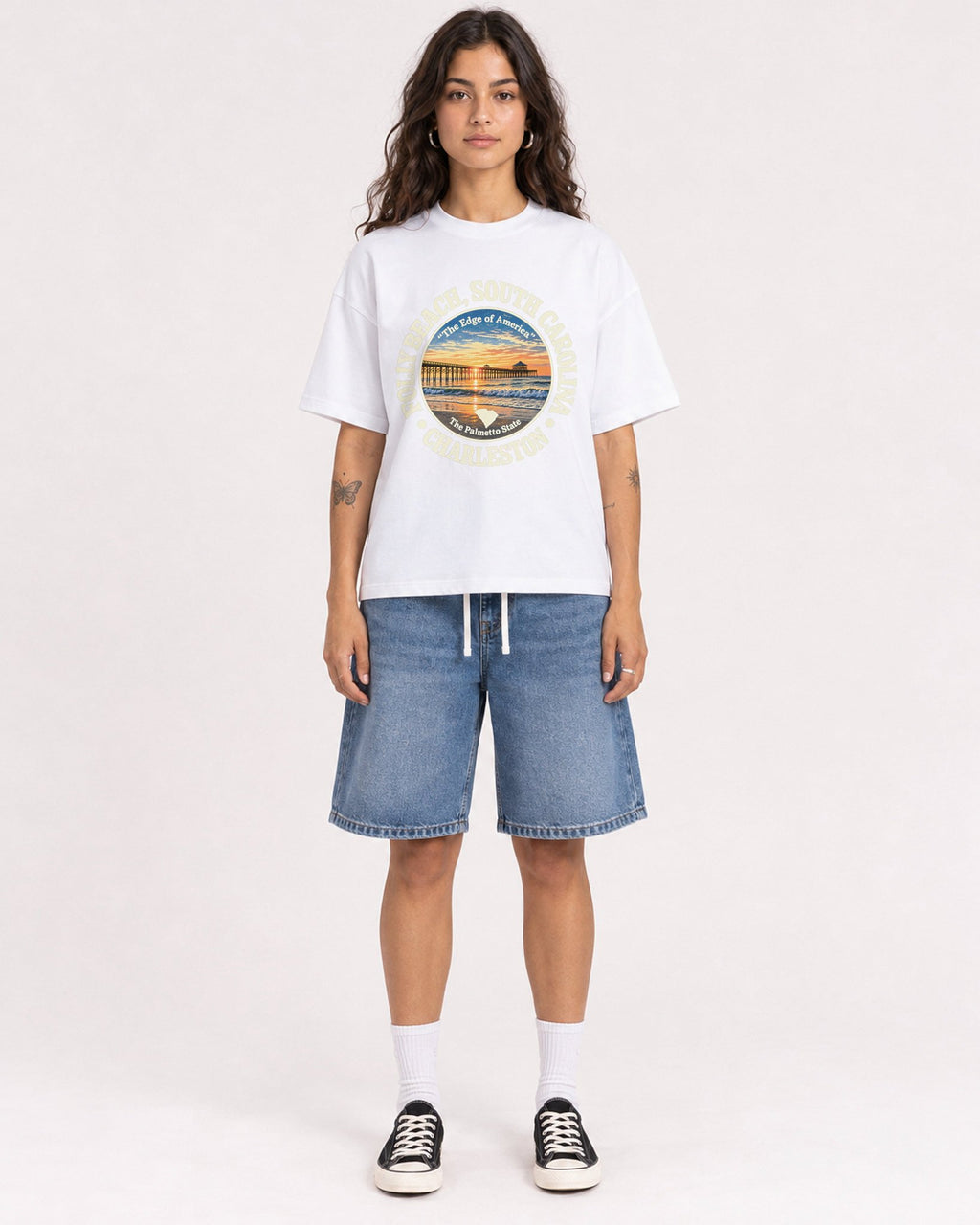Mockup Boxy Heavyweight Tee White female full-body 06