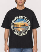 Mockup Boxy Heavyweight Tee Black male close-up 06