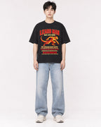 Mockup Boxy Heavyweight Tee Black male full-body 01