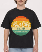 Mockup Boxy Heavyweight Tee Black male close-up 09