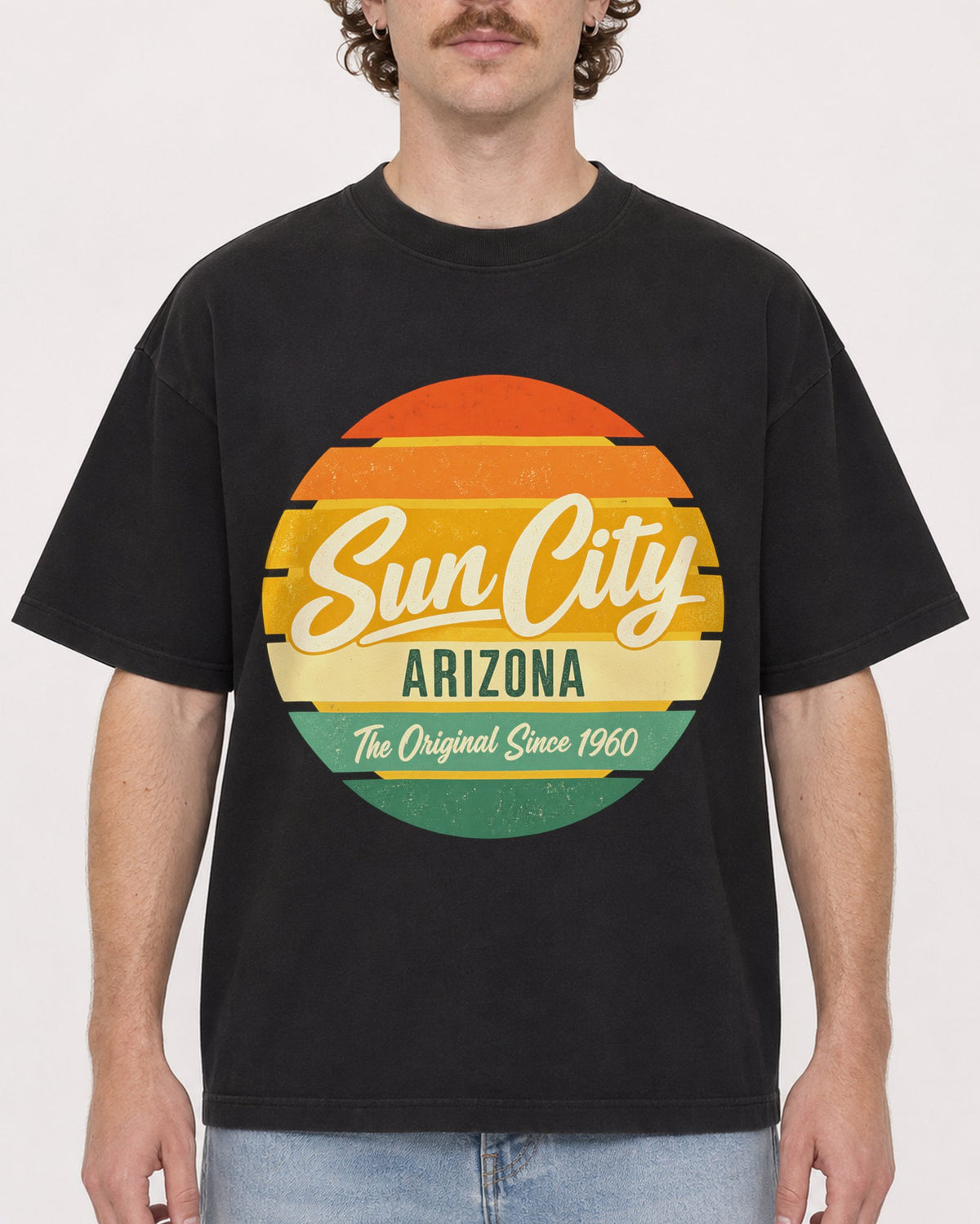 Mockup Boxy Heavyweight Tee Black male close-up 09