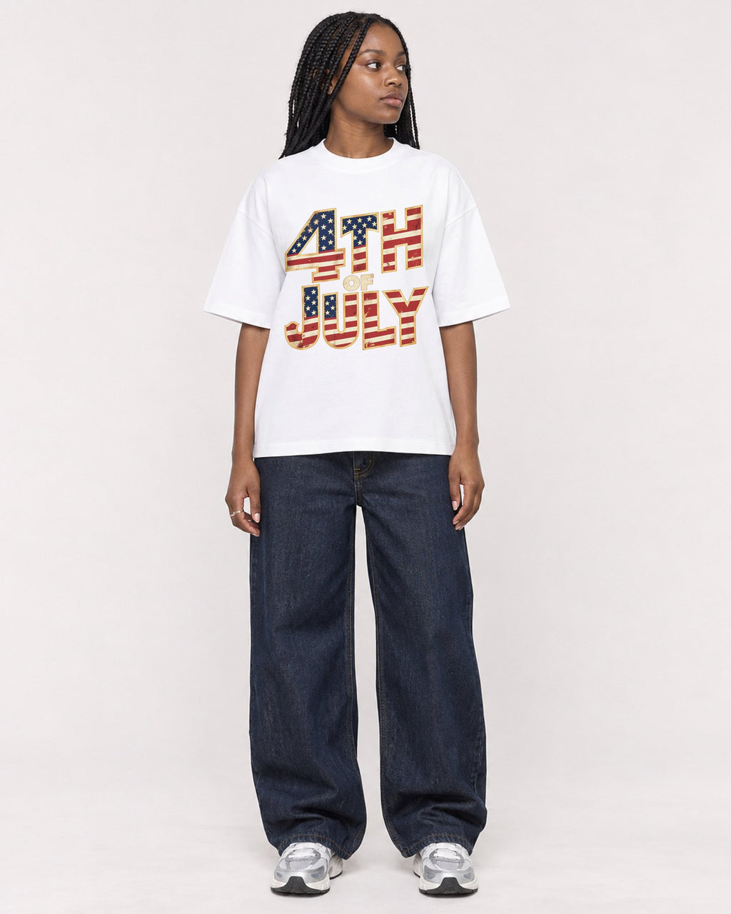 Mockup Boxy Heavyweight Tee White female full-body 04