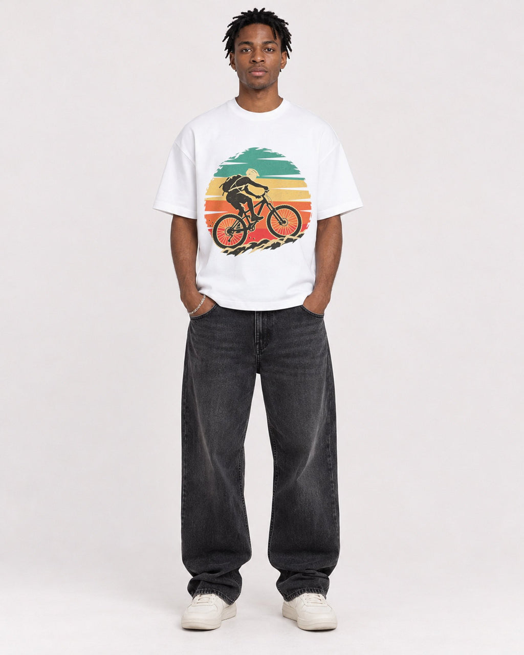 Mockup Boxy Heavyweight Tee White male full-body 05