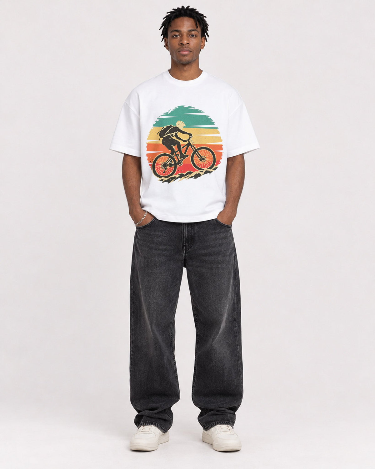 Mockup Boxy Heavyweight Tee White male full-body 05