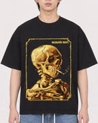 Mockup Boxy Heavyweight Tee Black male close-up 11
