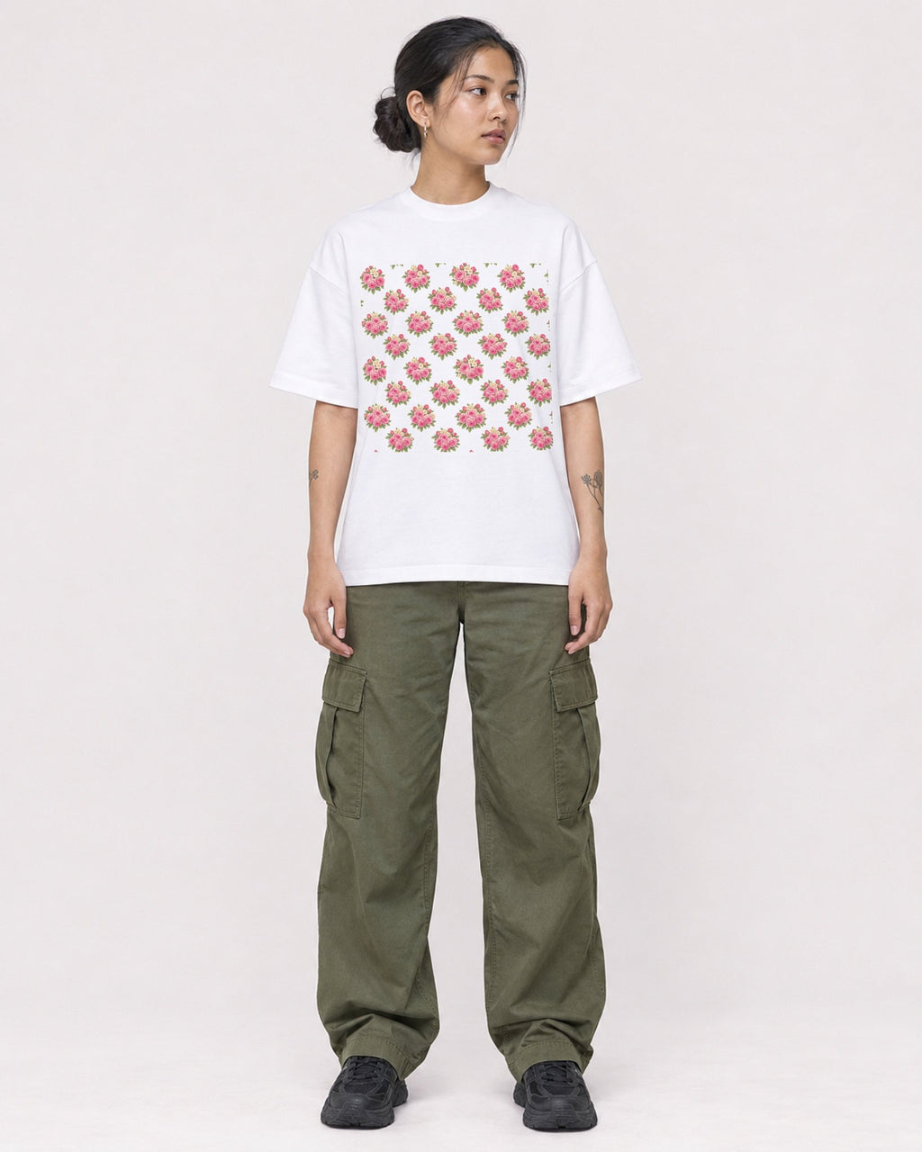 Mockup Boxy Heavyweight Tee White female full-body 12