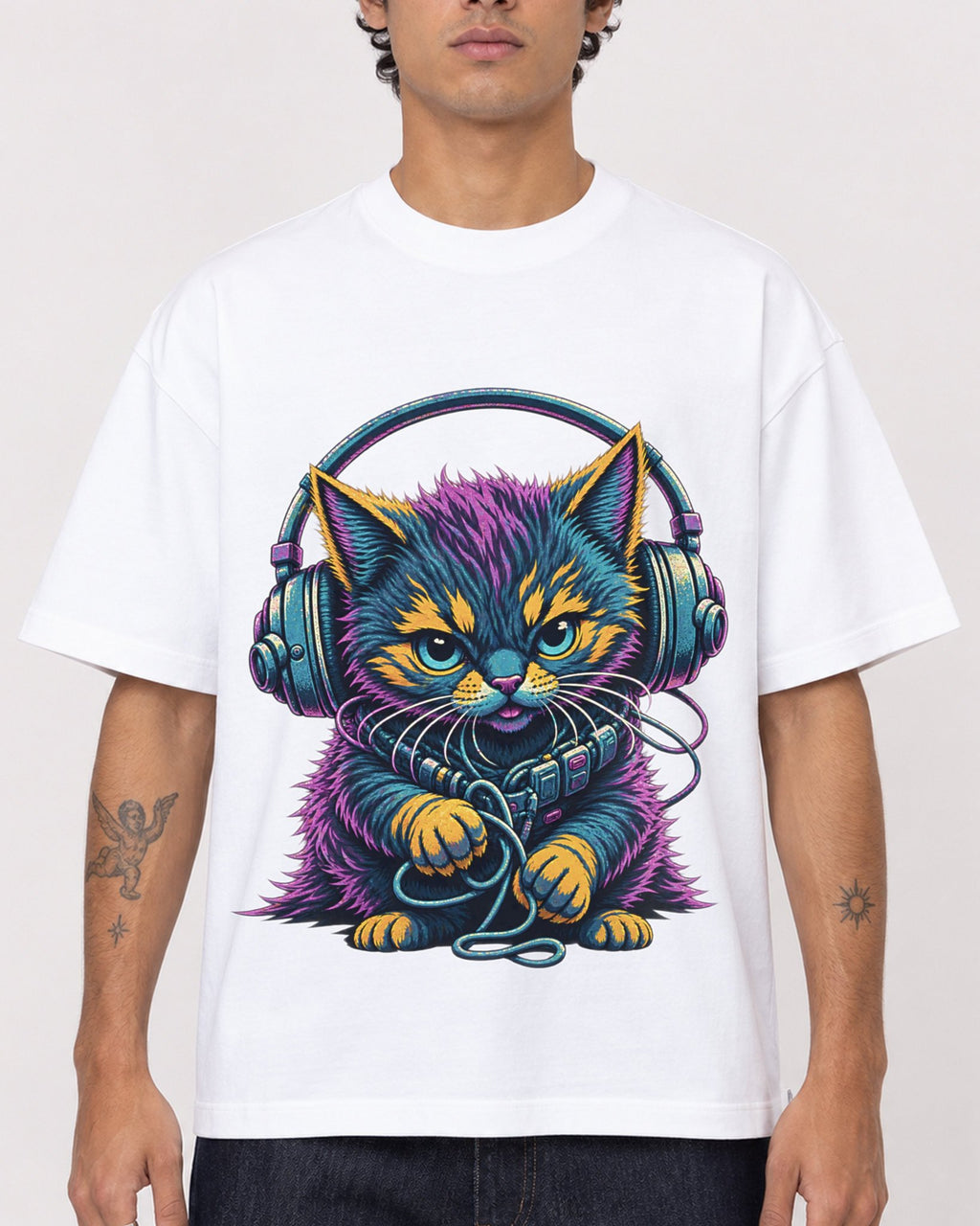 Mockup Boxy Heavyweight Tee White male close-up 06