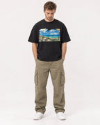 Mockup Boxy Heavyweight Tee Black male full-body 08