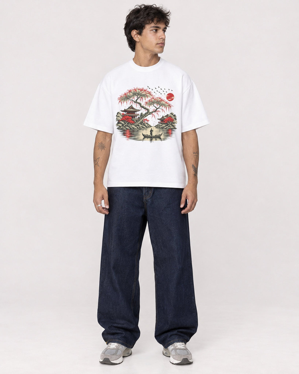 Mockup Boxy Heavyweight Tee White male full-body 06