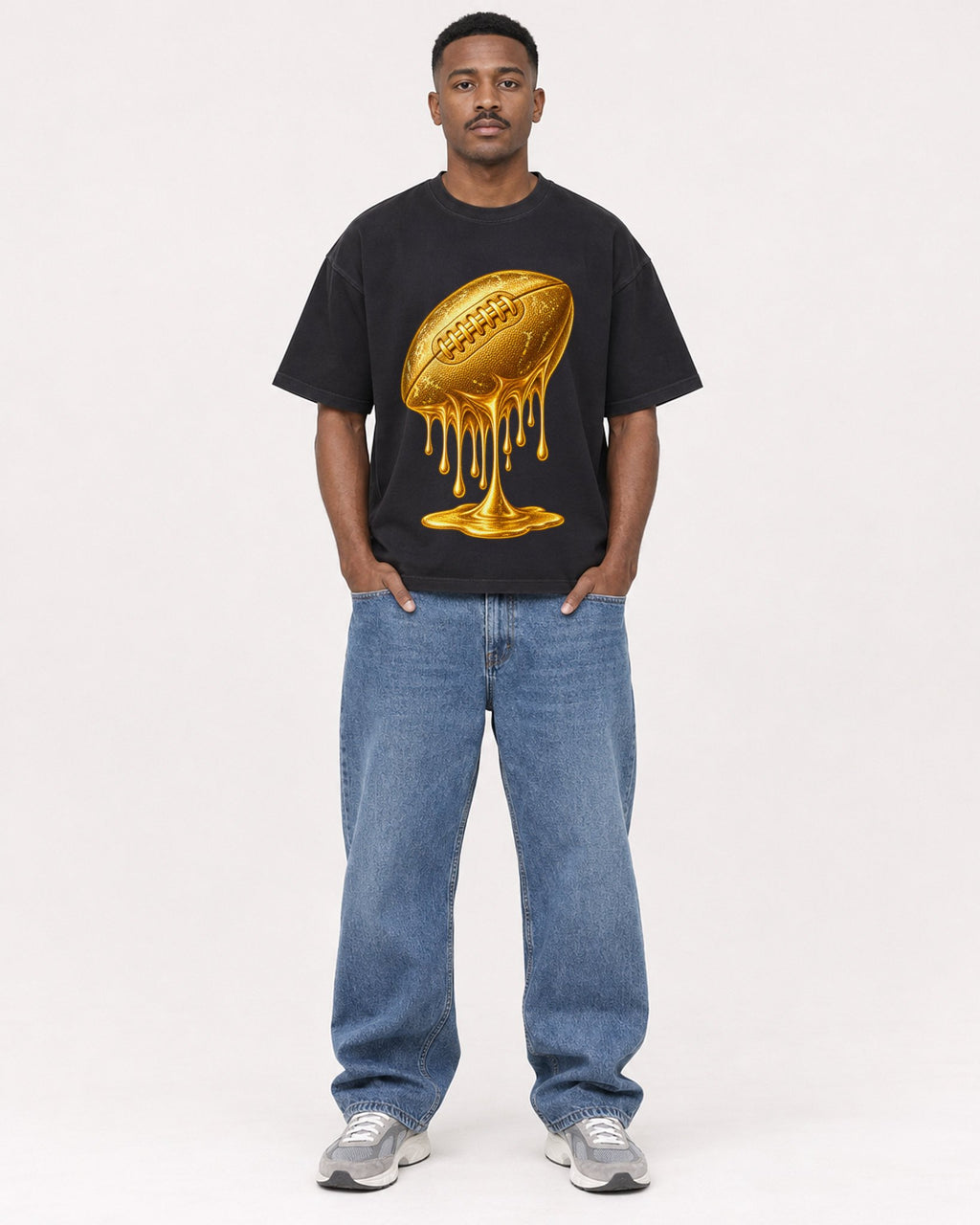 Mockup Boxy Heavyweight Tee Black male full-body 14