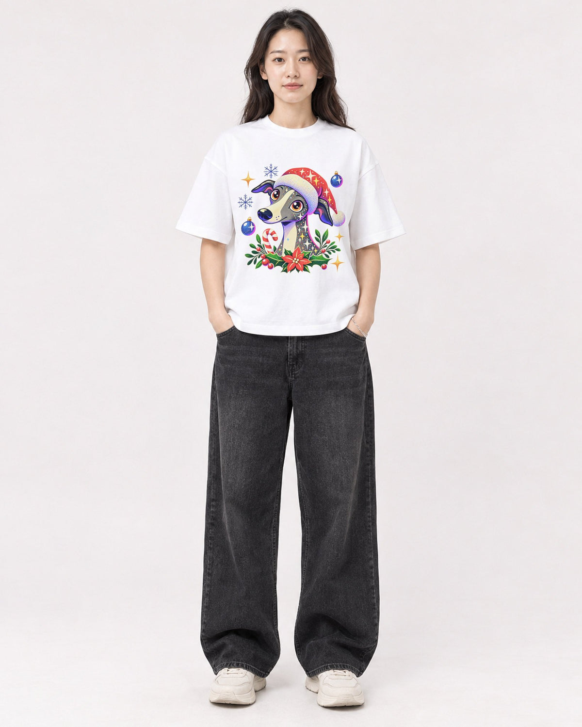 Mockup Boxy Heavyweight Tee White female full-body 03