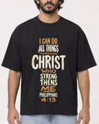 Mockup Boxy Heavyweight Tee Black male close-up 17