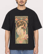 Mockup Boxy Heavyweight Tee Black male close-up 02