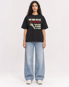 Mockup Boxy Heavyweight Tee Black female full-body 07