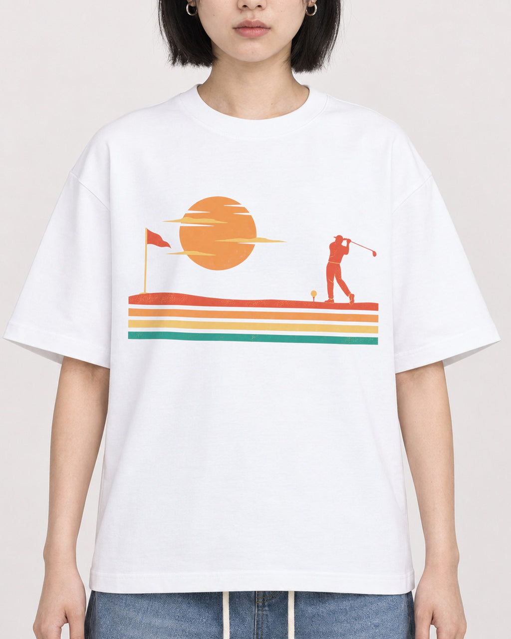 Mockup Boxy Heavyweight Tee White female close-up 11