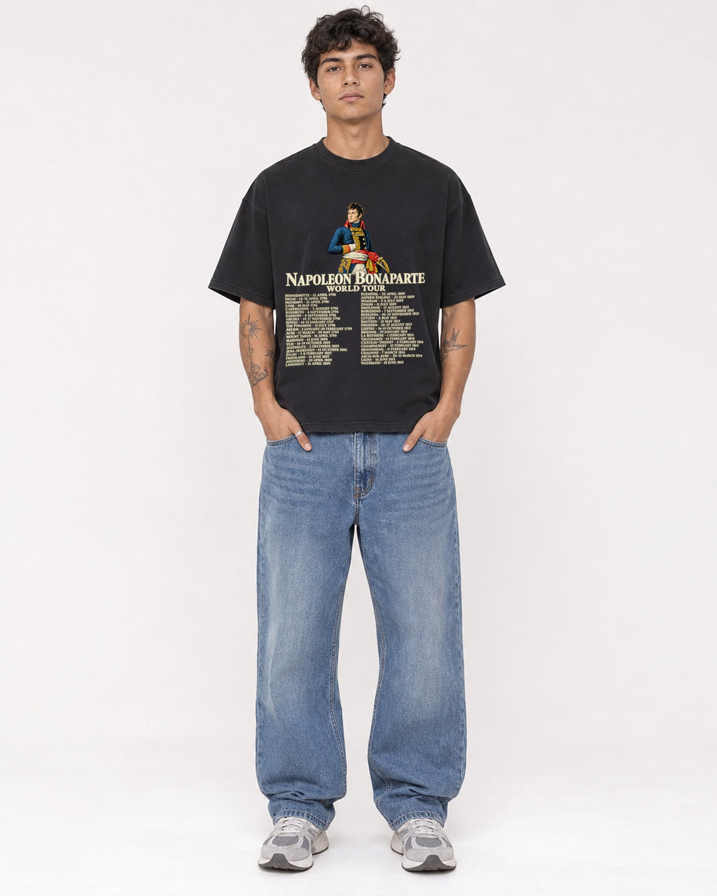 Mockup Boxy Heavyweight Tee Black male full-body 06