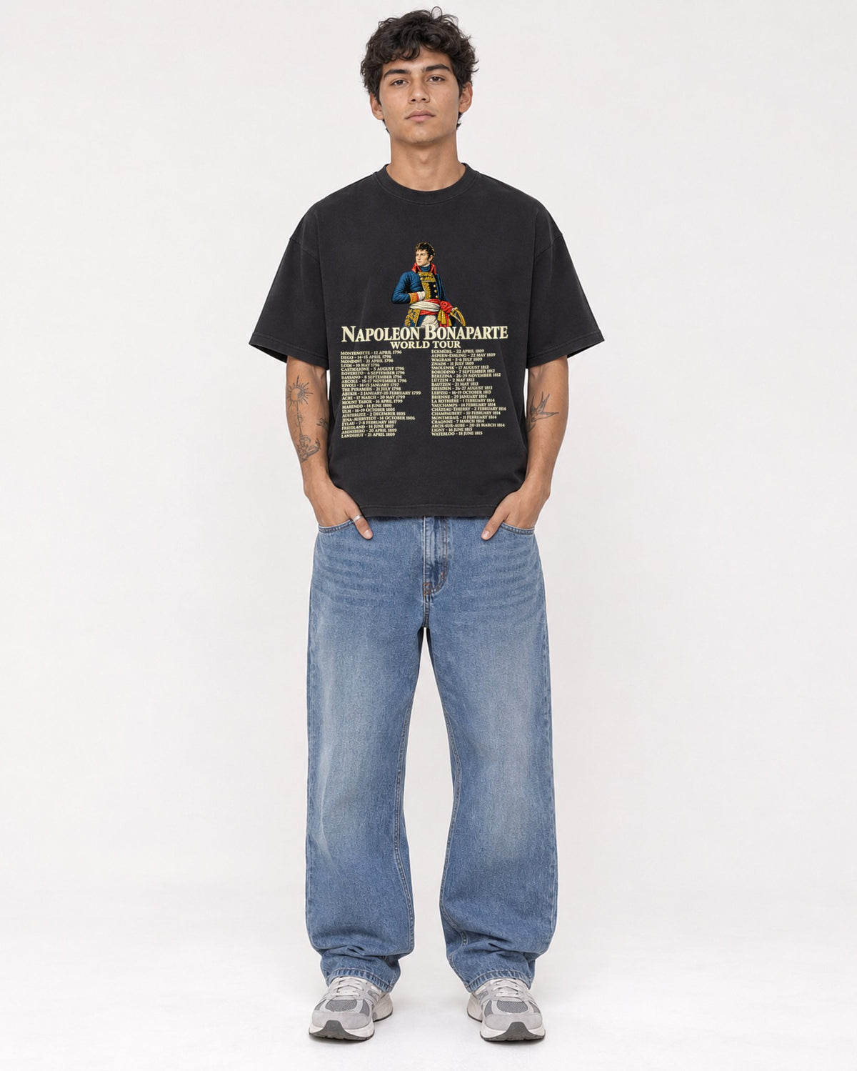 Mockup Boxy Heavyweight Tee Black male full-body 06