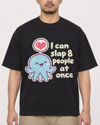Mockup Boxy Heavyweight Tee Black male close-up 32