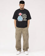 Mockup Boxy Heavyweight Tee Black male full-body 32