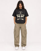 Mockup Boxy Heavyweight Tee Black female full-body 06